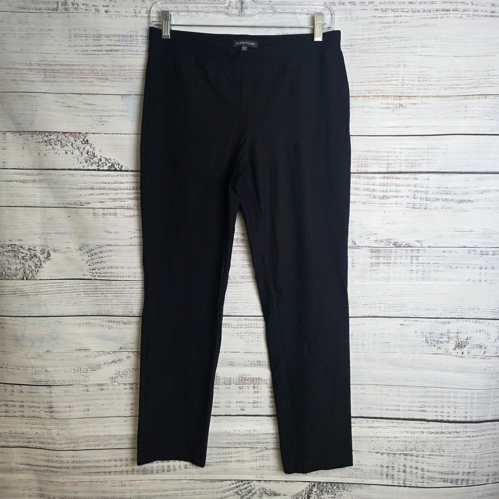 Eileen Fisher Womens XS Black Viscose Nylon Spandex Slim Ankle Crepe Stretch - Picture 2 of 9